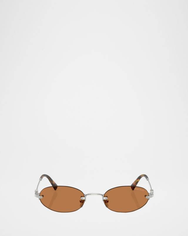 Rimless Metal Oval Sunglasses